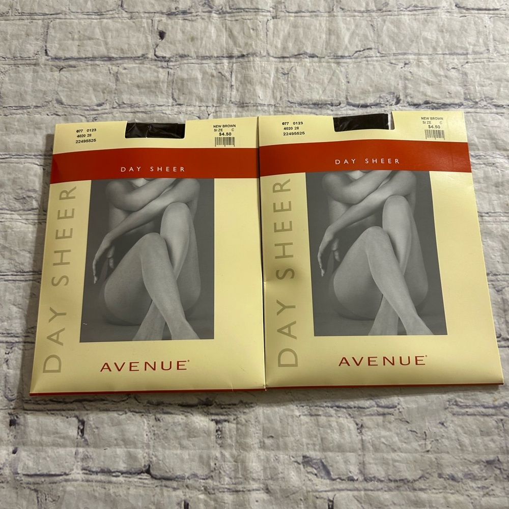 AVENUE HOSIERY DAY SHEER PANTYHOSE 100% NYLON NEW BROWN COLOR SIZE C